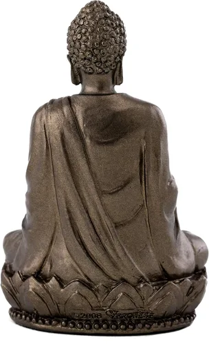 Vista 3 de Figura decorativa de Buda Shakyamuni de 3" pequeña Top Collection. Resina con acabado en bronce.