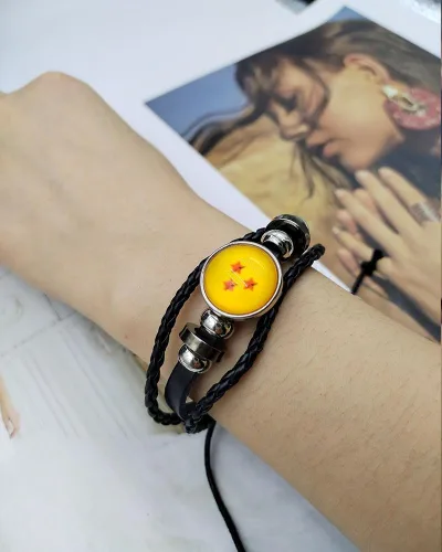 Vista 8 de rgwtgkyh Pulsera Goku de cuero trenzado para hombres, pulseras tejidas negras ajustables para niños, joyería de moda, regalo para él