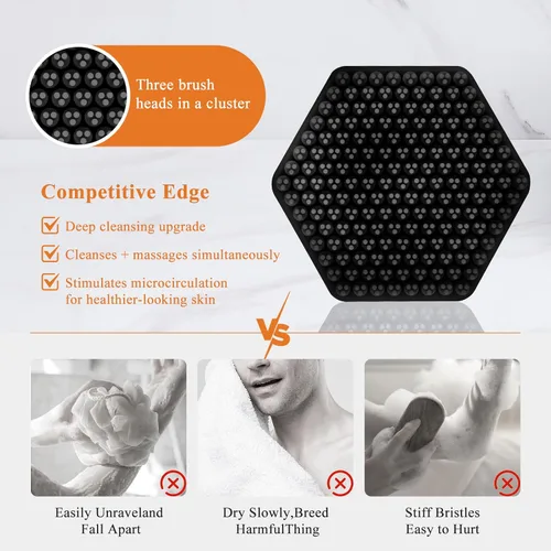 Vista 5 de VWMYQ Cepillo de limpieza facial de silicona para hombres, almohadilla exfoliante suave y masajeador, cepillo de limpieza facial de silicona