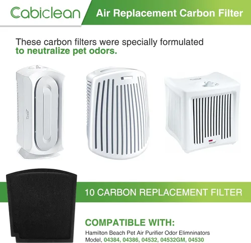 Vista 3 de 04234G Filtros de carbono de repuesto de aire compatibles con Hamilton Beach Pet TrueAir purificador eliminadores de olores modelo 04384, 04386