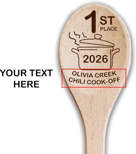 Vista 2 de Chili Cook Off Wooden Spoons Set Of 3 Chili Cook-Off Awards Champion Winner Event Prize Home Gifts Personalized Cook Off Trophy (3 Spoons)