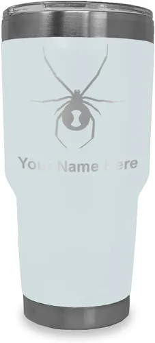 Vista 10 de LaserGram Vaso aislado al vacío de 20 onzas, araña viuda negra, grabado personalizado incluido (negro)