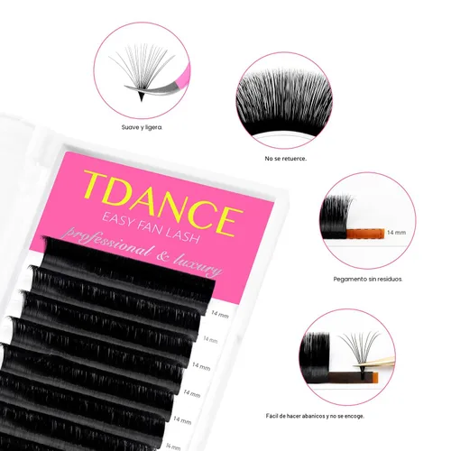 Vista 2 de TDANCE - Extensiones de pestañas fáciles de colocar con forma de abanico, pestañas de volumen con rápido crecimiento, rizo C CC D DD J B L, grosor