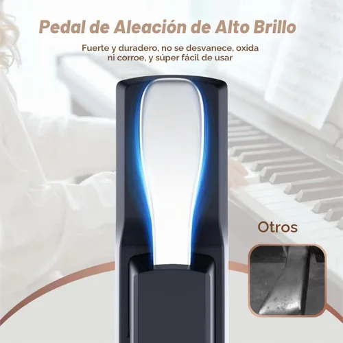 Vista 5 de Pedal de sostenido amortiguador universal para teclado de piano electrónico digital, Flanger (color negro carbón, FTB-004).