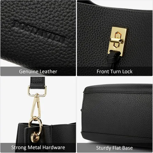 Vista 6 de BOSTANTEN Bolsos de cuero para mujer, bolsos de mano de diseñador para mujer, bolso cruzado de hombro para el trabajo diario, Bolsas de cubo