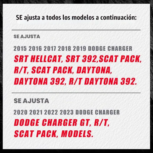Vista 3 de Labio de Parachoques Delantero Compatible con Dodge Charger SRT GT-V 2015-2023 Estilo ABS Negro Brillante Divisor Delantero Protector Inferior AMPP