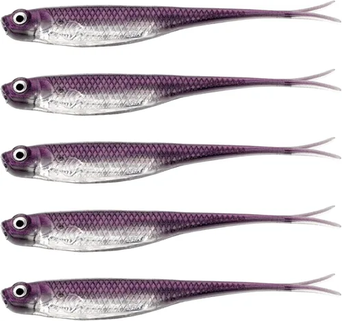 Vista 9 de QualyQualy 5 señuelos de pesca suaves de Swimbait, 6 unidades Jerk Shad Minnow Drop Shot Señuelo para Bass Bait Shad Señuelo suave Jerkbait