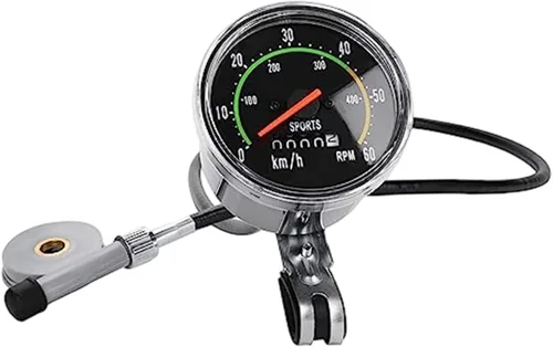 Vista 2 de Cuentakilómetros y velocímetro, Km/H RMP impermeable Mini Bike Speedometer, estilo de la vieja escuela, computadora de ciclismo con cable