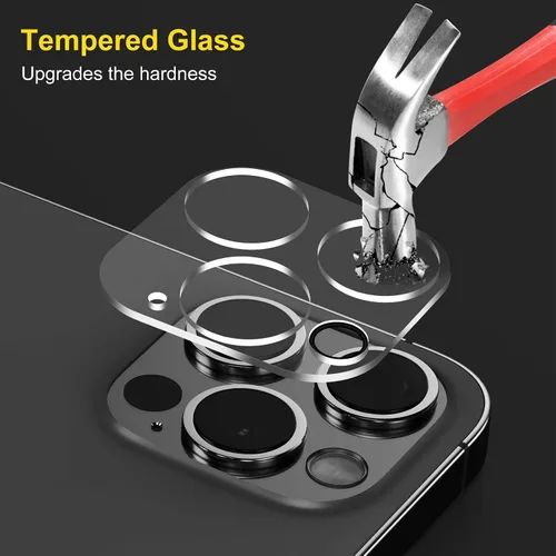 Vista 2 de Protector de lente de cámara (paquete de 3) compatible con iPhone 12 Pro Max, protector de lente de cámara, transparente, HD, antiarañazos