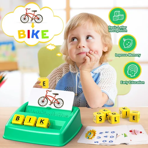 Vista 5 de Juguetes educativos para niños de 3, 4, 5 años para niños pequeños de 2 a 4 años Juegos de cartas de letras coincidentes para niños de 3 a 5 años