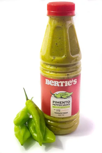 Vista 11 de Bertie's Salsa de pimienta original (10 onzas/10.1 fl oz), gran sabor y calor, hecha con pimientos amarillos frescos de Trinidad Moruga Red y Scotch