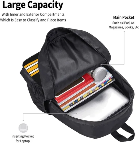 Vista 5 de KREDE Mochila Pittsburgh - Bolsas personalizadas para hombres y mujeres, Negro 01