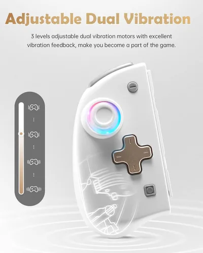 Vista 7 de miknok Switch Joy Controller for SwitchSwitch OLED, Wireless Left and Right Controller Replacement, 8 Colors Adjustable LED Joypad Controller with
