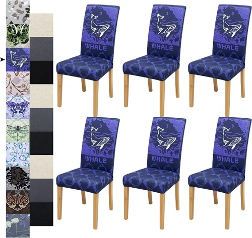 Vista 59 de Fundas para Sillas de Comedor, Juego de Fundas para Sillas de Comedor de 4 Piezas, Fundas Elásticas para Sillas de Cocina, Fundas para Sillas