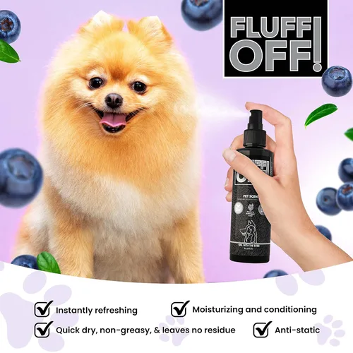 Vista 5 de Girl With The Dogs FLUFF OFF - Aroma para mascotas (Blueberry Bubblegum) 8 onzas, para gatos y perros, fabricado en Estados Unidos