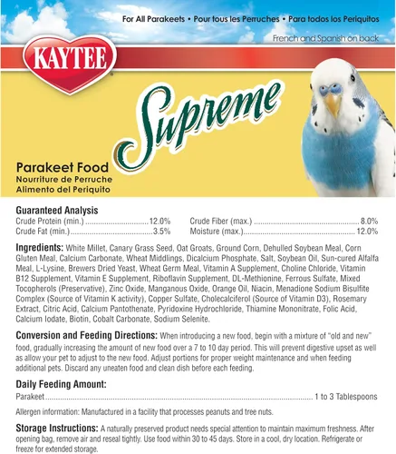 Vista 5 de Kaytee Supreme - Alimento para periquitos, para pájaros de mascotas, 20 libras
