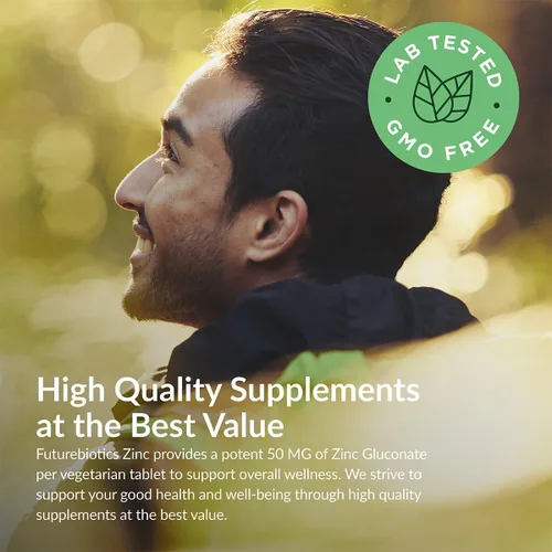 Vista 4 de Futurebiotics Zinc 50 mg de alta potencia, suministro para 1 año - 360 tabletas vegetarianas sin OMG