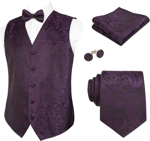 Vista 10 de Alizeal Conjunto de 4 piezas de chaleco floral con lazo y bolsillo cuadrado 185-champán