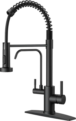 Vista 32 de FORIOUS Grifo de cocina con rociador extraíble, grifo de fregadero clásico de resorte extraíble de acero inoxidable comercial de una sola manija