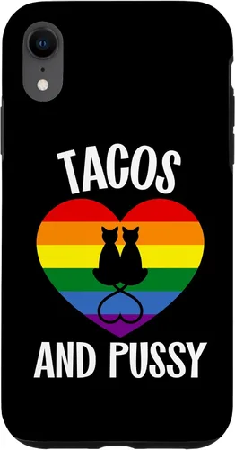 Vista 24 de Funda Queer para iPhone 14 Pro Max Lesbian Pride Stuff Tacos y Pussy Cats