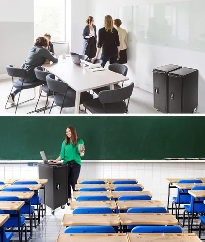 Vista 7 de Line Leader - Carrito de carga móvil compacto con 16 dispositivos para Chromebooks, computadoras portátiles, tabletas, estación de carga para aulas