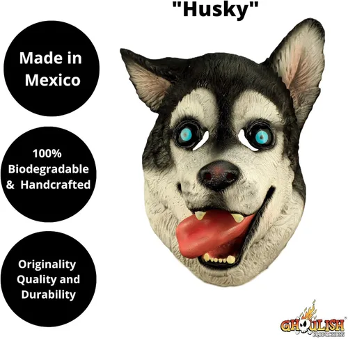 Vista 2 de Ghoulish productions Happy perro Husky Adulto Máscara de látex lobo Cartoon Animal disfraz accesorio