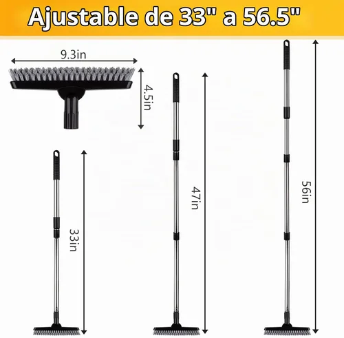 Vista 2 de 2 Pack Cepillo para lechada con mango largo, cepillo giratorio para limpieza de líneas de lechada - Cepillo limpiador de lechada con mango duradero