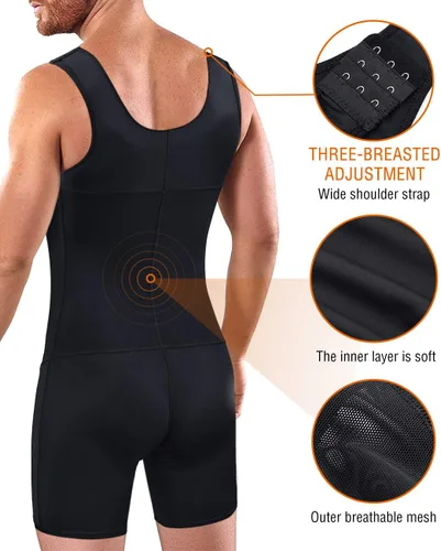 Vista 2 de NonEcho Body de adelgazamiento para hombre, con control de abdomen, talla grande