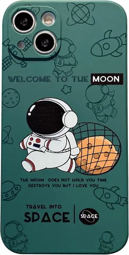 Vista 22 de Yonds Queen para iPhone 7 Plus / 8 Plus, linda funda con diseño de astronauta de dibujos animados, elegante parachoques de TPU suave, protectora