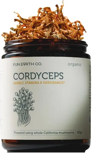 Vista 5 de Cordyceps en polvo, suplemento de hongos, apoyo inmunológico, beta-glucanos, resistencia energética, salud digestiva, bolsa de 2.12 onzas, 30