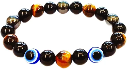 Vista 69 de Pulseras de triple protección con piedra de ojo de tigre de obsidiana negra con hematita para hombres y mujeres, pulsera de piedra curativa
