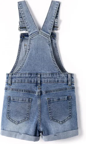 Vista 3 de KIDSCOOL SPACE Pantalones cortos de verano para niñas pequeñas y grandes, elásticos, rasgados Azul claro-2592