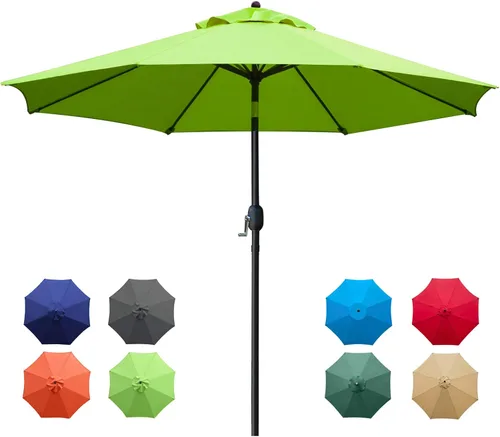 Vista 13 de Sunnyglade sombrilla de mesa para exteriores con 8 varillas resistentes, 9 pies 9Ft Patio Umbrella with Waterproof Polyester Canopy, Sturdy 8