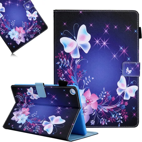 Vista 9 de LCHDA Funda para Samsung Galaxy Tab A8 10.5 2021 (SM-X200 / SM-X205), soporte delgado con tapa para folio, cubierta pintada inteligente, piel