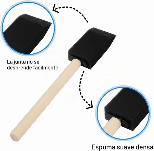 Vista 4 de 40 pinceles de espuma, pinceles de pintura de espuma de 1 pulgada, cepillo de esponja de mango de madera, pinceles para pintar para manchas