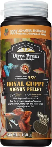 Vista 6 de Ultra Fresh Royal Guppy Mignon Pellet, alimento Guppy totalmente natural, gambas espadas, espirulina, altamente nutritivo, para agua más limpia