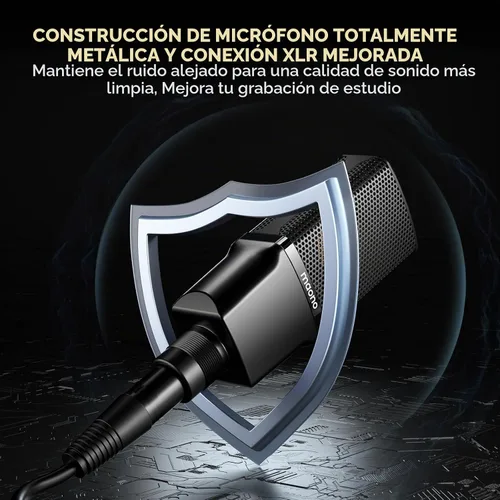 Vista 5 de Micrófono XLR de condensador Maono con diafragma grande de 34mm, micrófono de estudio cardioide profesional para podcasting, grabación, streaming