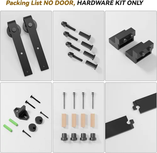 Vista 8 de Kit de herrajes para puerta corrediza de granero de 7 pies para una sola puerta, resistente, suave y silencioso-resistente, fácil de instalar