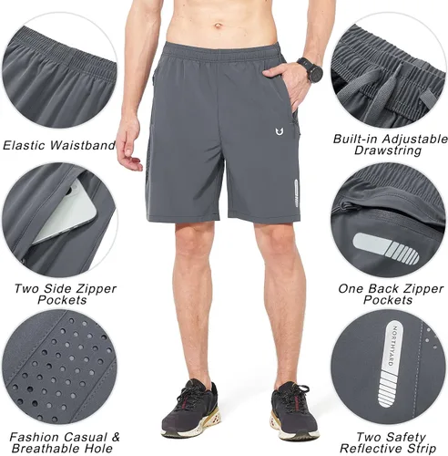 Vista 4 de NORTHYARD - Pantalones cortos deportivos para correr para hombres, ligeros, de secado rápido, 7, 5 o 9 pulgadas, para senderismo, deportes, gimnasio