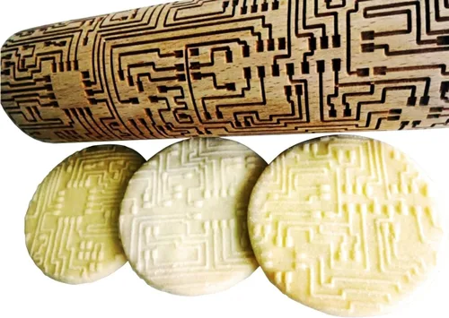 Vista 11 de Rodillo en relieve BEEHIVE. Rodillo de masa grabado con láser para galletas caseras y cerámica por Algis Crafts