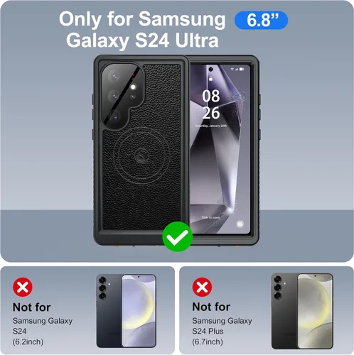 Vista 2 de ANTSHARE Funda impermeable IP68 para Samsung Galaxy S24 Ultra, compatible con MagSafe, protector de pantalla y lentes integrado, protección