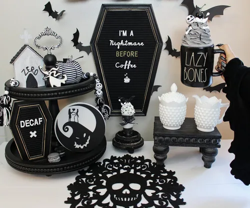Vista 5 de Letrero de tablero de letras de ataúd [combo grande y mini] – Decoración de bruja, decoración gótica para el hogar, tablero de palabras con letras