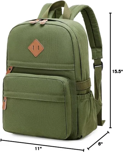 Vista 10 de Mochilas ligeras para niños, mochila escolar de lona, pequeñas mochilas de viaje para mujeres, niñas, niños, mochila para niños pequeños