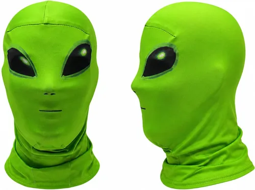 Vista 11 de Máscara de capucha de alienígena, máscara de cara completa, pasamontañas para Halloween, cosplay, fiesta, accesorios de broma