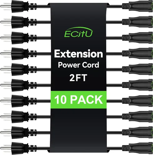 Vista 16 de Cable de extensión de alimentación de 0.5 pies/6 pulgadas (paquete de 10), cable de extensión eléctrico corto de 3 clavijas, salida única