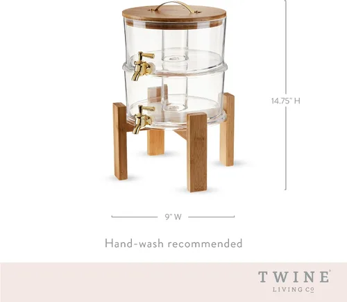Vista 3 de Twine Dispensador doble de bebidas al aire libre, dispensador de espita de bebidas, dispensador de cóctel para fiestas con soporte de bebida