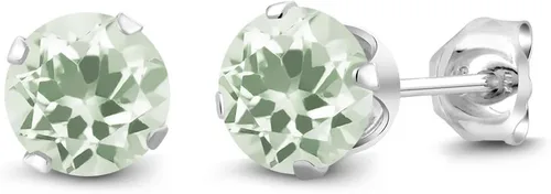 Vista 8 de Gem Stone King Aretes redondos de plata de ley 925 con piedra natal de 0.236 in para mujer