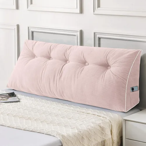 Vista 48 de Sasttie Almohada de Cabecera Queen, Almohada de Cuña de Cabecera para Sentarse en la Cama, Cojín Triangular con Soporte de Respaldo para Leer - Con