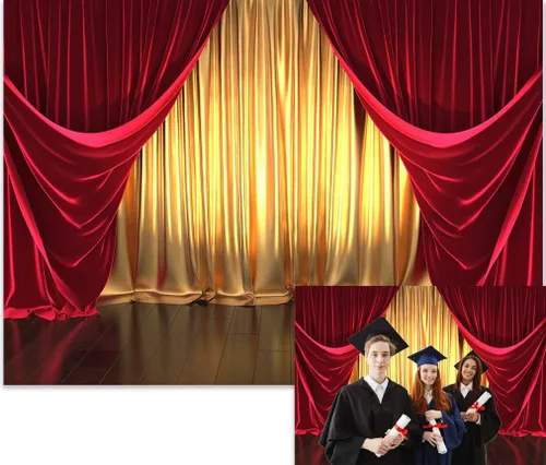 Vista 7 de GYA Telón de fondo rojo dorado para fiesta, 7 x 5 pies, teatro, baile de máscaras, baile de graduación, fondo para niños, familia, negocios