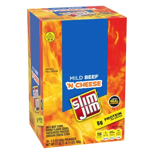 Vista 4 de Slim Jim Beef & Cheese Stick, sabor suave, 1.5 oz. 18Contado, paquete de 6